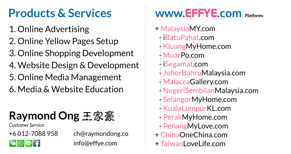 Raymond Ong Effye Media Selangor Website Design Online Media Advertising Web Development Education Webpage Facebook eCommerce Management Photo Shooting Malaysia NC02