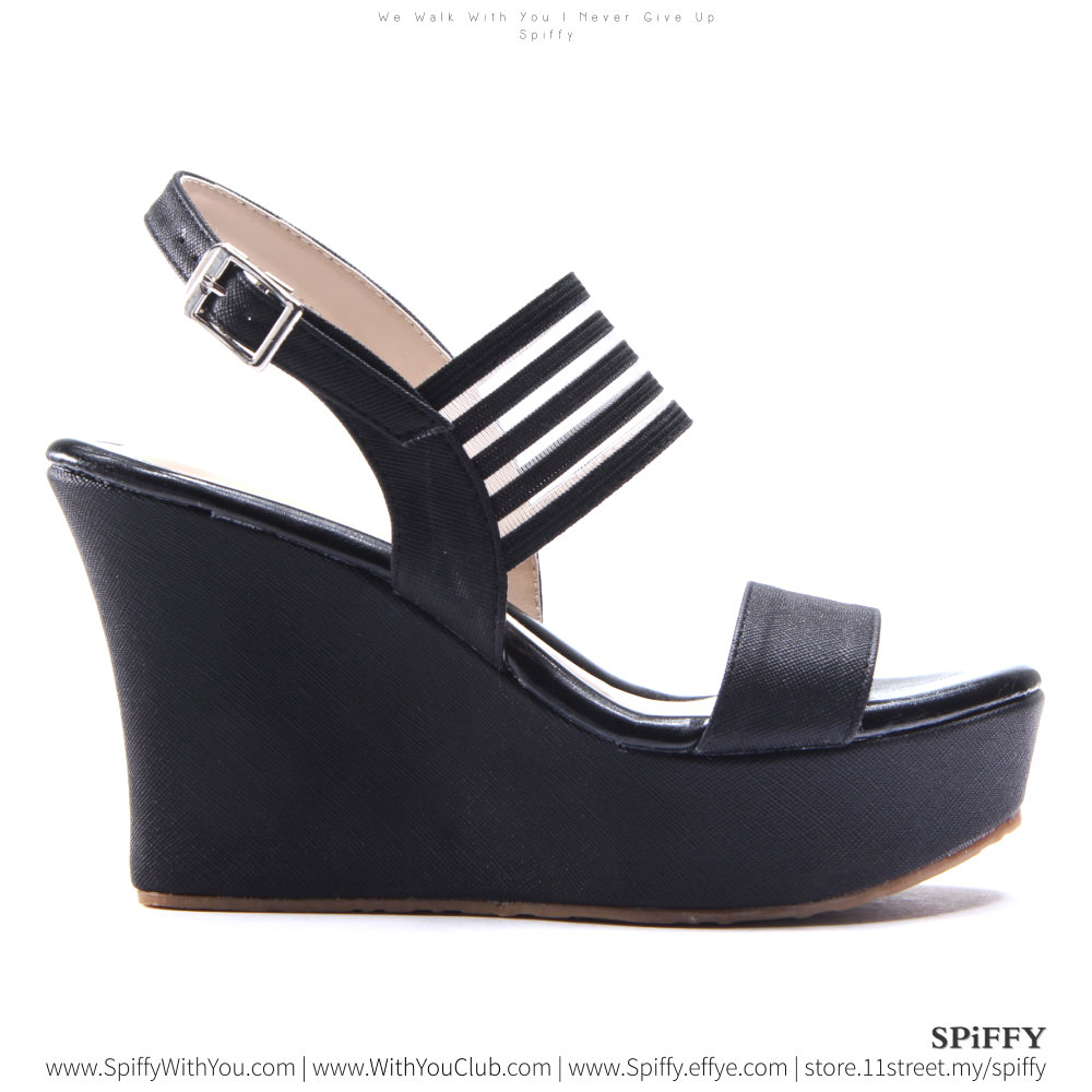 Fashion Modern Malaysia Office Wedges Shoes 办公室坡跟鞋 Spiffy Brand SHM1732010 Black Colour Shoe Ladies Lady Leather High Heels Wedges Shoes Online Shopping Lazada 01