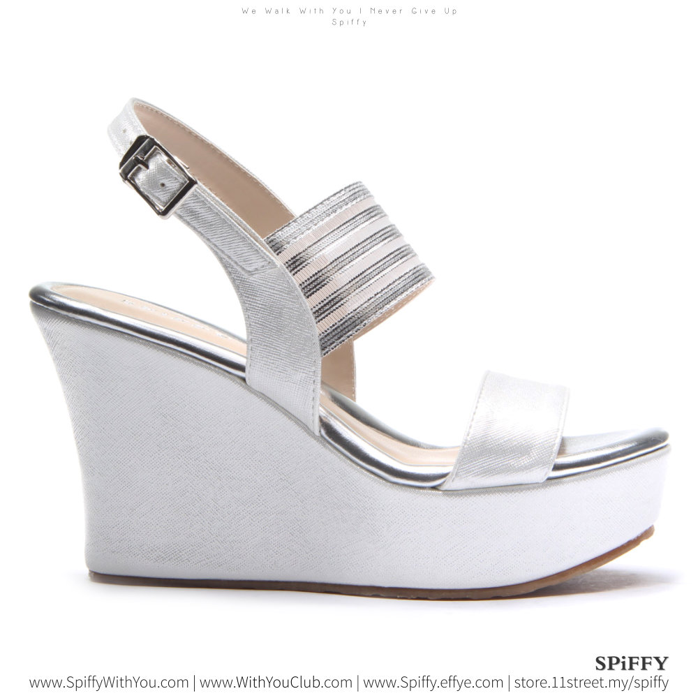 Fashion Modern Malaysia Office Wedges Shoes 办公室坡跟鞋 Spiffy Brand SHM1732023 Silver Colour Shoe Ladies Lady Leather High Heels Wedges Shoes Online Shopping Lazada 01