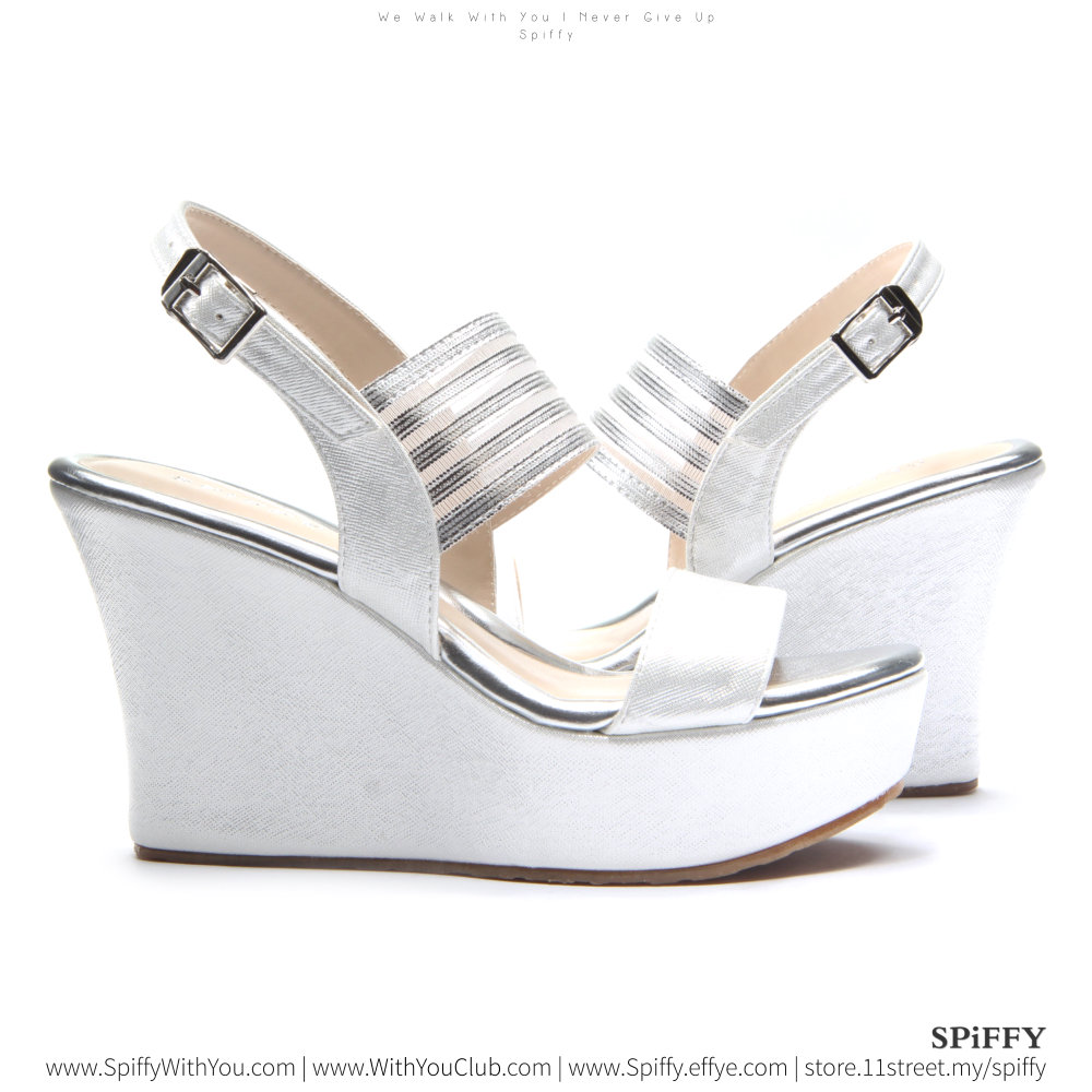 Fashion Modern Malaysia Office Wedges Shoes 办公室坡跟鞋 Spiffy Brand SHM1732023 Silver Colour Shoe Ladies Lady Leather High Heels Wedges Shoes Online Shopping Lazada 07