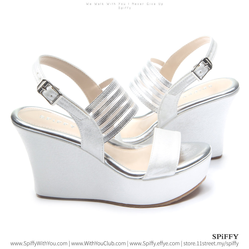 Fashion Modern Malaysia Office Wedges Shoes 办公室坡跟鞋 Spiffy Brand SHM1732023 Silver Colour Shoe Ladies Lady Leather High Heels Wedges Shoes Online Shopping Lazada 08