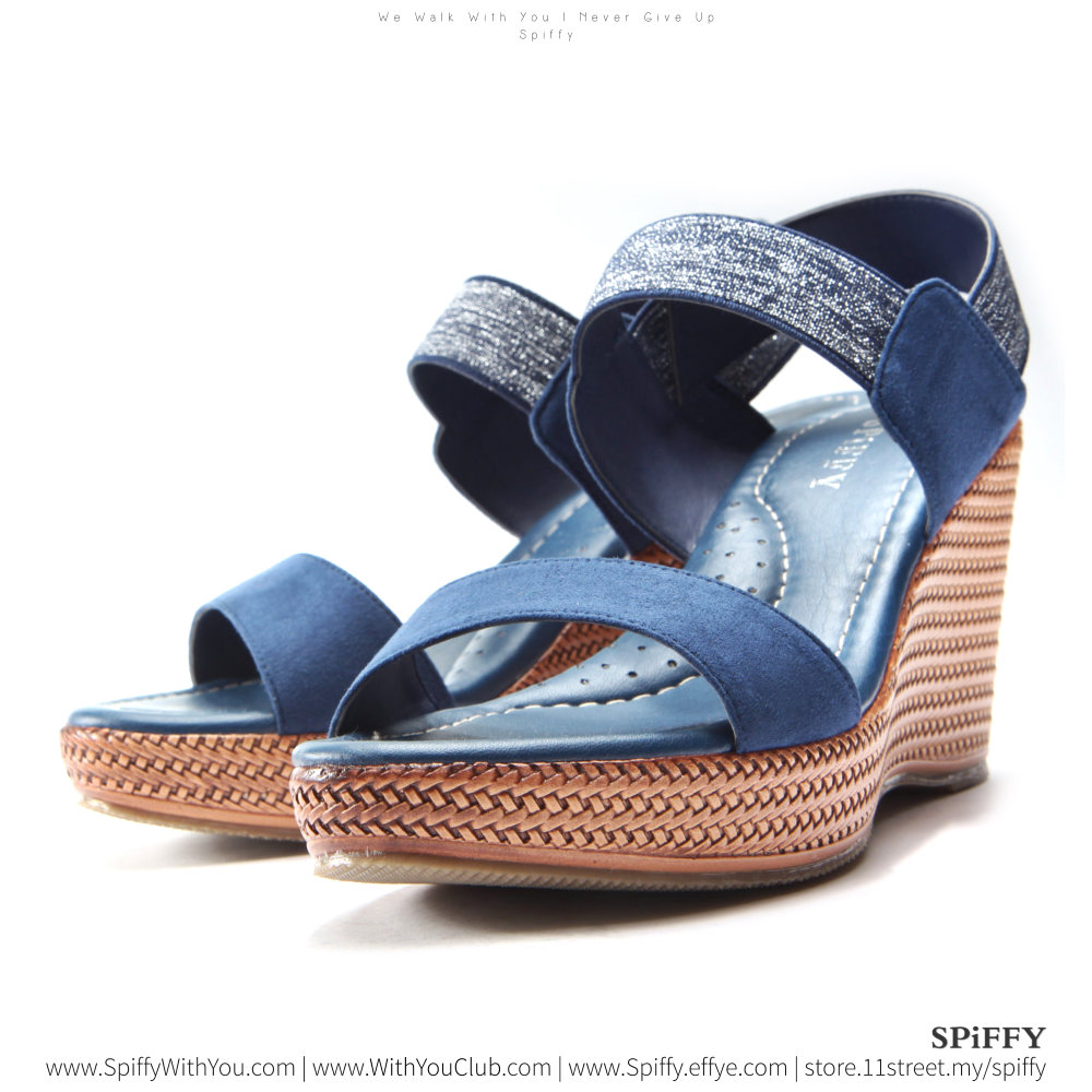 Fashion Modern Malaysia Office Wedges Shoes 办公室坡跟鞋 Spiffy Brand SHM1734003 Blue Colour Shoe Ladies Lady Leather High Heels Wedges Shoes Online Shopping Lazada 06