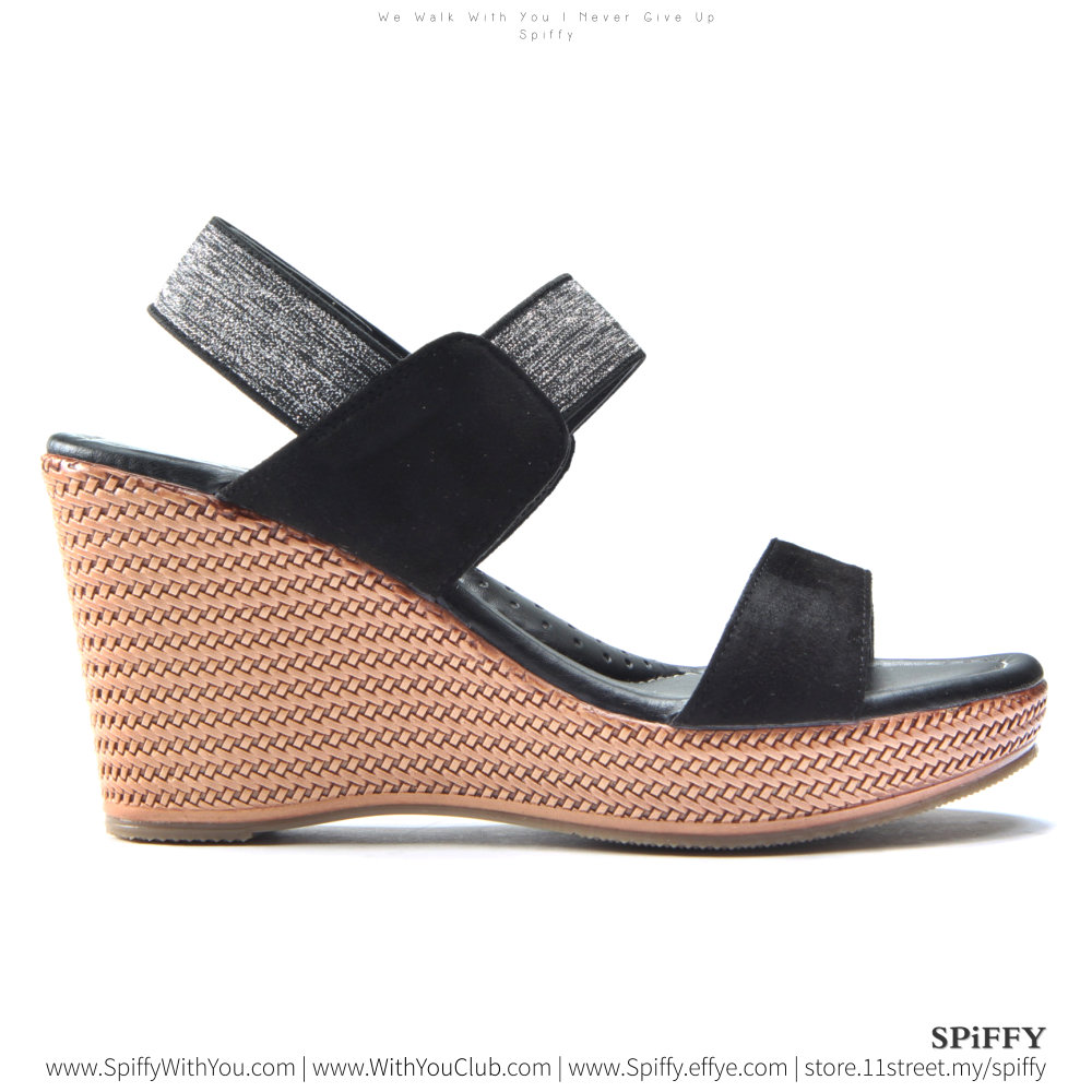 Fashion Modern Malaysia Office Wedges Shoes 办公室坡跟鞋 Spiffy Brand SHM1734010 Black Colour Shoe Ladies Lady Leather High Heels Wedges Shoes Online Shopping Lazada 01