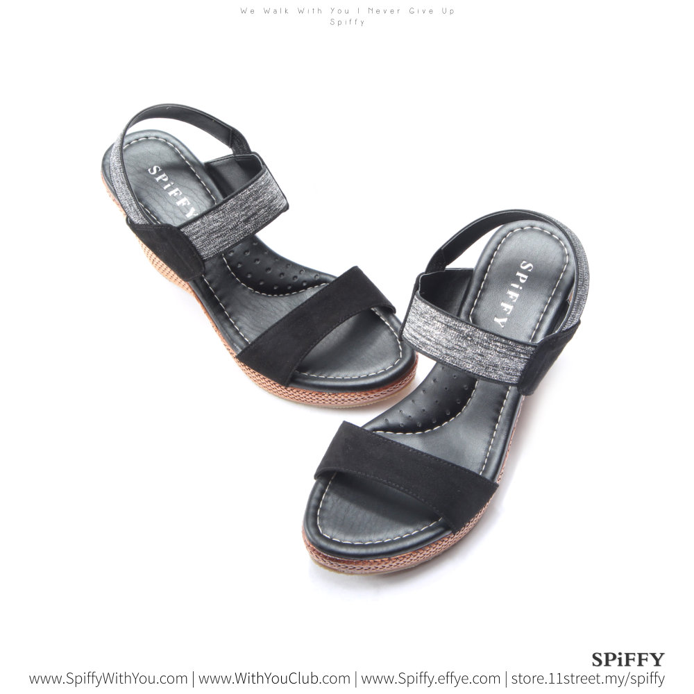 Fashion Modern Malaysia Office Wedges Shoes 办公室坡跟鞋 Spiffy Brand SHM1734010 Black Colour Shoe Ladies Lady Leather High Heels Wedges Shoes Online Shopping Lazada 11