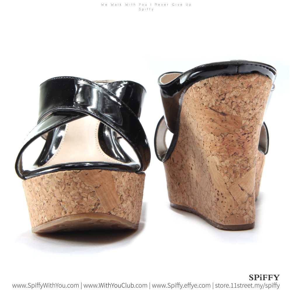 Fashion Modern Malaysia Office Wedges Shoes 办公室坡跟鞋 Spiffy Brand SHM1740010 Black Colour Shoe Ladies Lady Leather High Heels Wedges Shoes Online Shopping Lazada 06