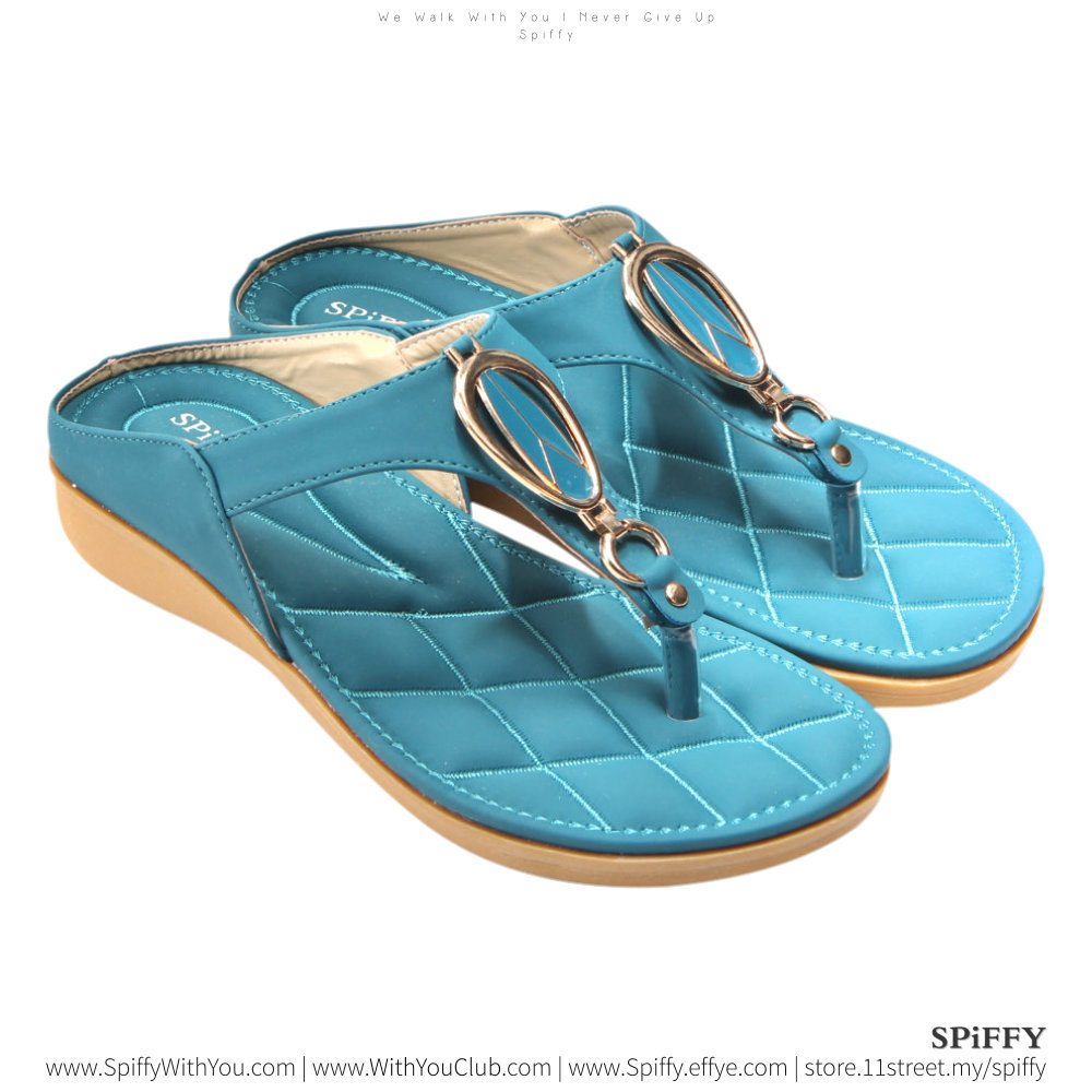 Fashion Modern Malaysia Sandal Shoes 夹脚拖鞋 Spiffy Brand T3542003 Blue Colour Shoe Ladies Lady Leather High Heels Wedges Shoes Online Shopping Lazada 03