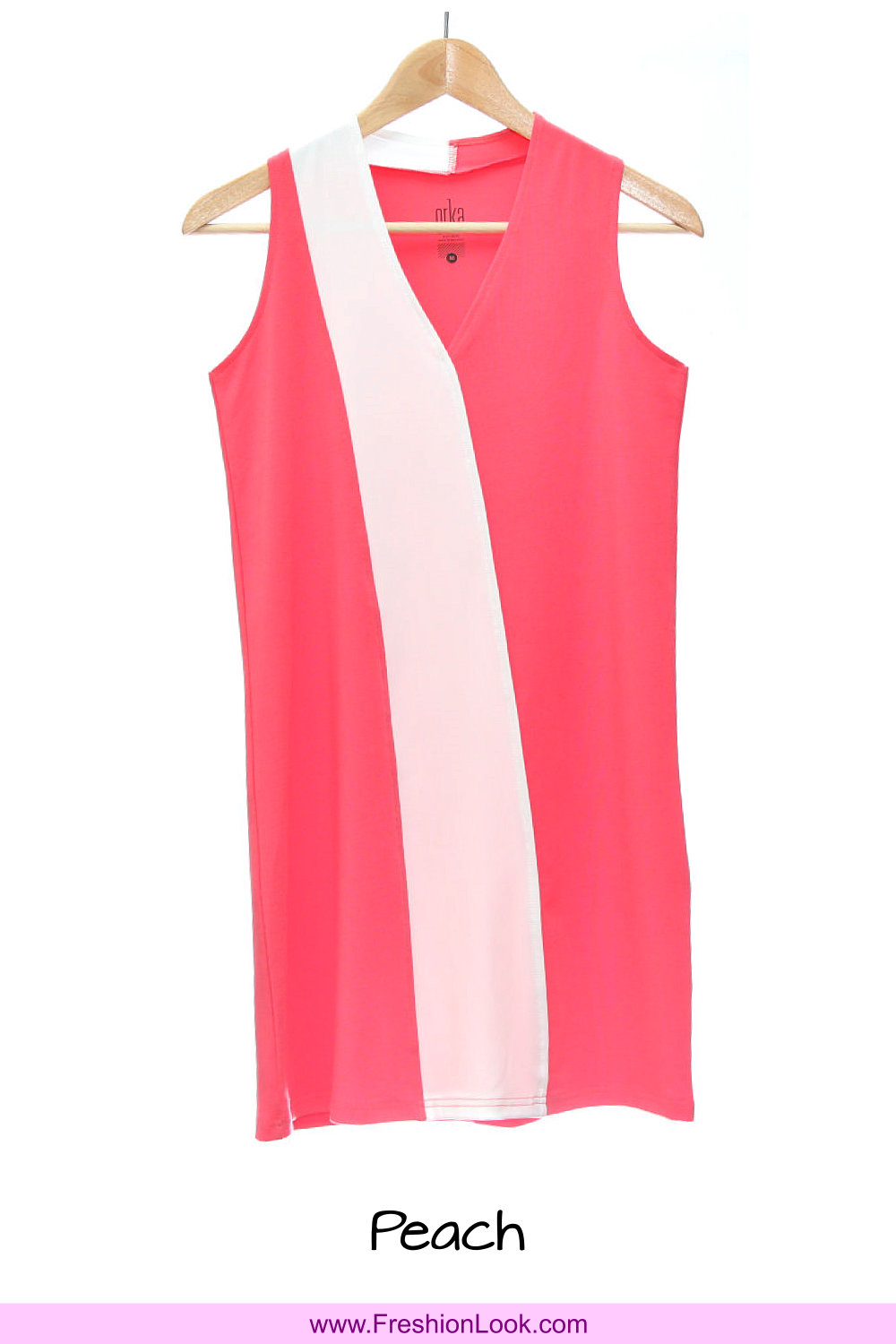 A02 Fashion Wear Women Panelled Office Dress Peach Navy Colour D0105 FreshionLook Fresh Fashion Fresh Look Freshion Look Boutique Clothing Online Sales 好看美丽时尚衣服服装