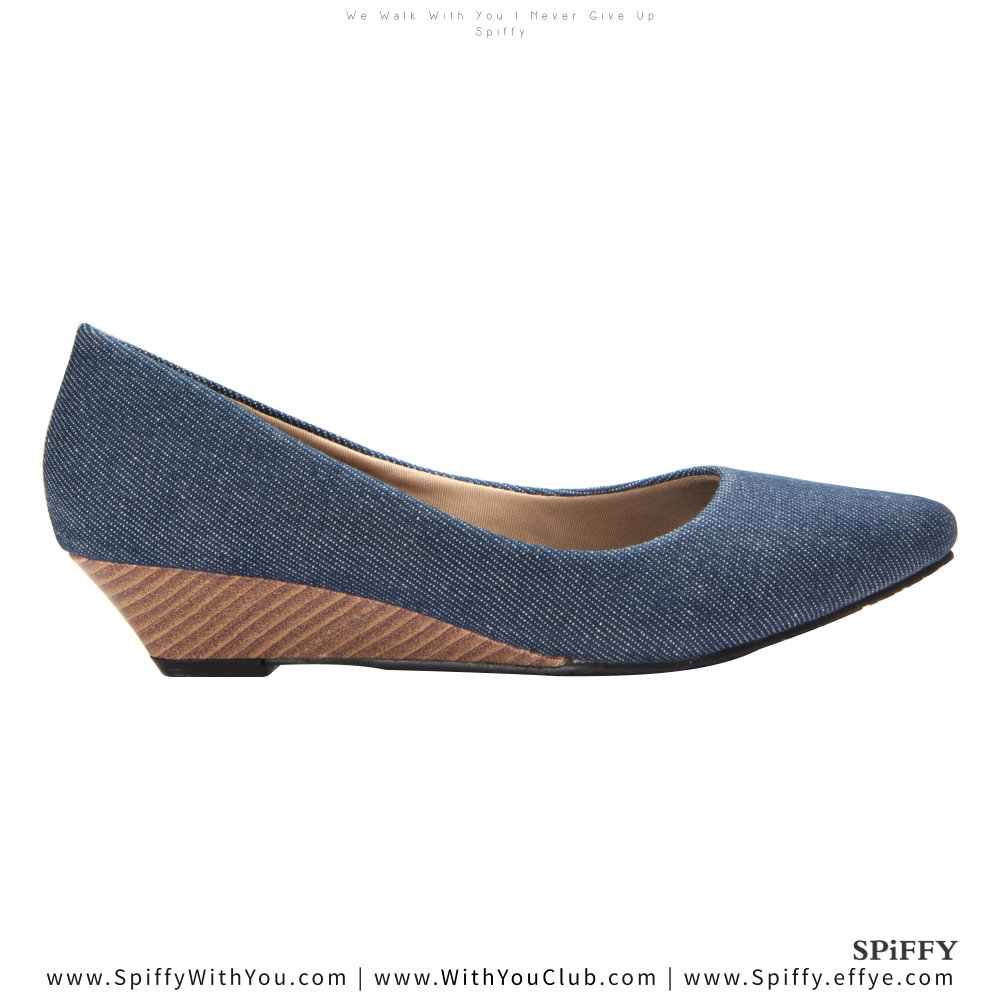Fashion Modern Malaysia Mid Heels Shoes 舒适跟鞋 Spiffy Brand MF3762003 Blue Colour Shoe Ladies Lady Leather High Heels Wedges Shoes Online Shopping 11Street Lazada 01
