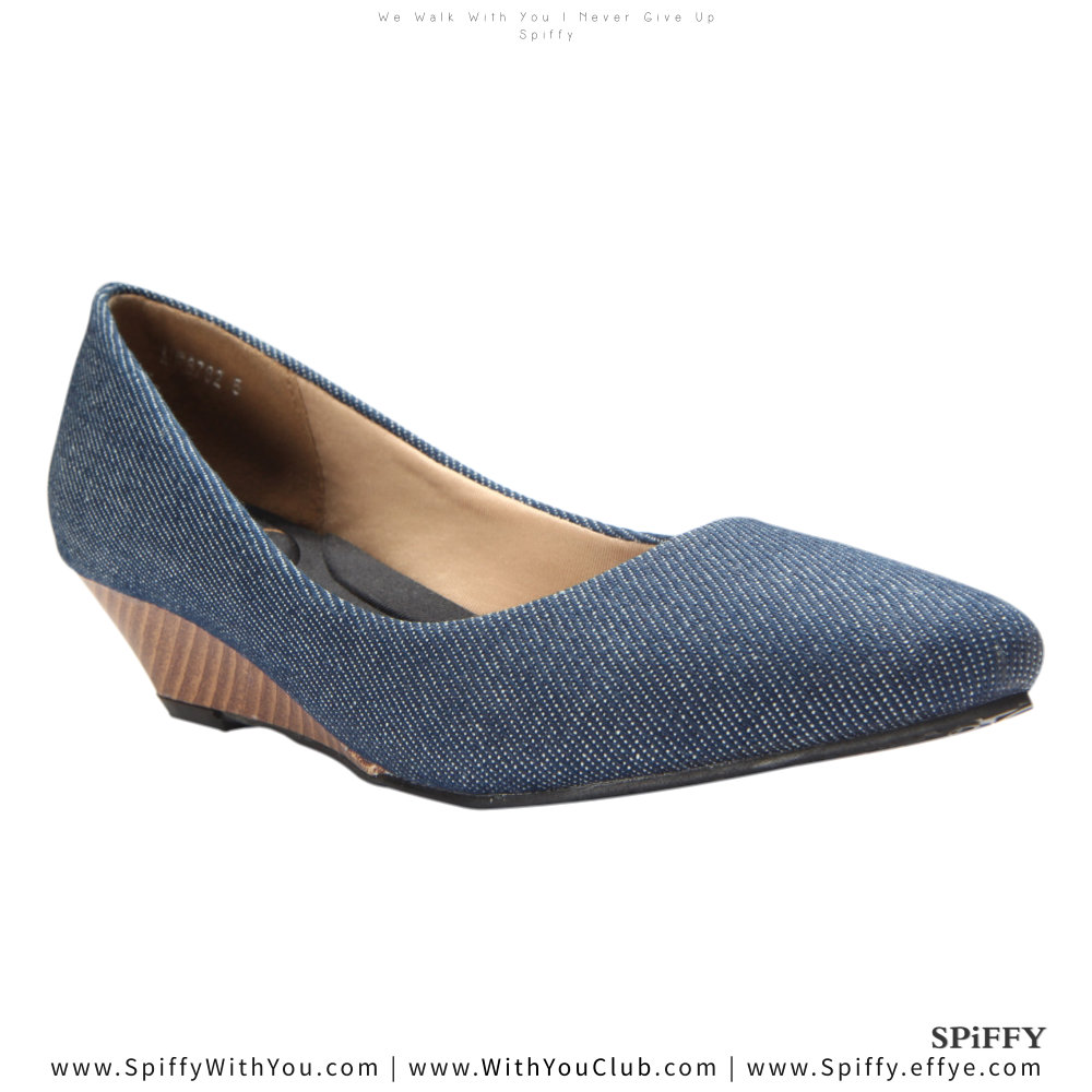Fashion Modern Malaysia Mid Heels Shoes 舒适跟鞋 Spiffy Brand MF3762003 Blue Colour Shoe Ladies Lady Leather High Heels Wedges Shoes Online Shopping 11Street Lazada 02