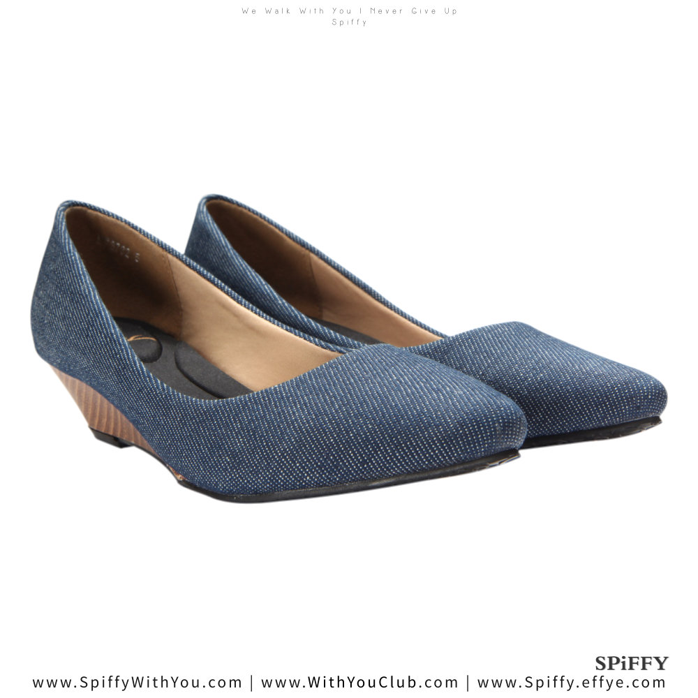 Fashion Modern Malaysia Mid Heels Shoes 舒适跟鞋 Spiffy Brand MF3762003 Blue Colour Shoe Ladies Lady Leather High Heels Wedges Shoes Online Shopping 11Street Lazada 04
