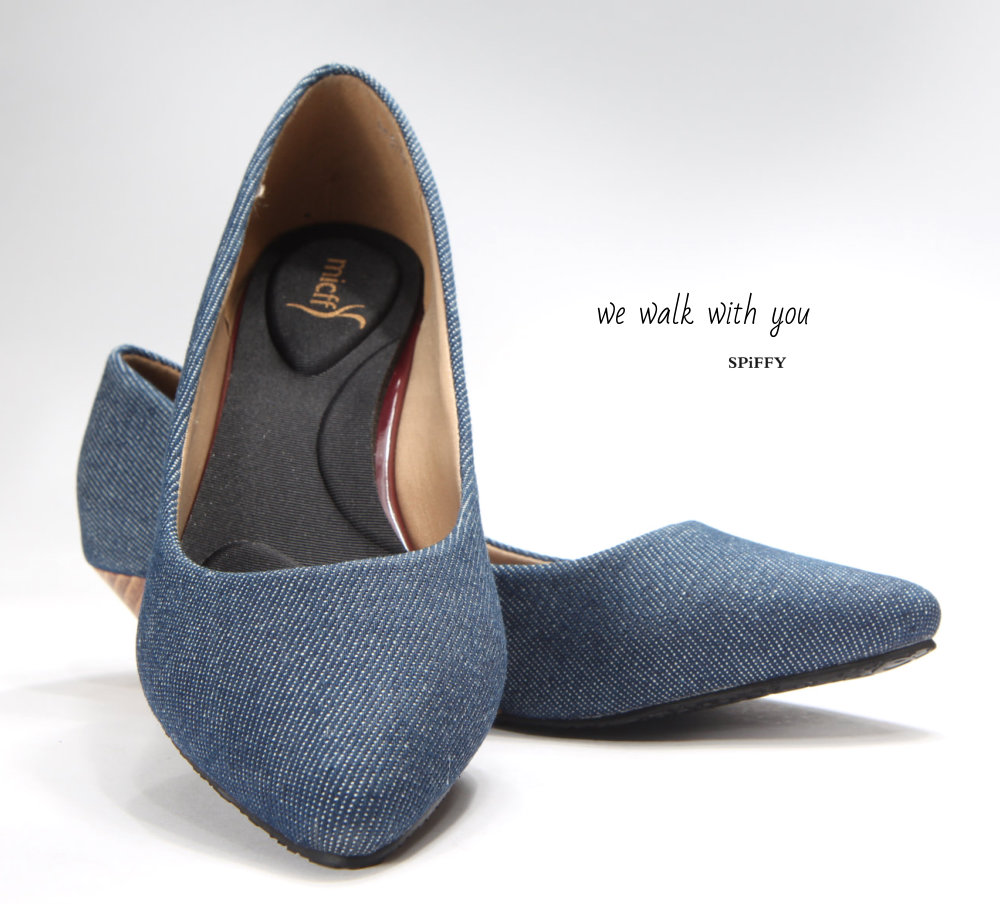 Fashion Modern Malaysia Mid Heels Shoes 舒适跟鞋 Spiffy Brand MF3762003 Blue Colour Shoe Ladies Lady Leather High Heels Wedges Shoes Online Shopping 11Street Lazada 11