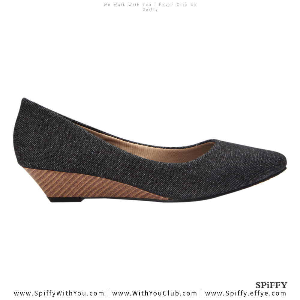 Fashion Modern Malaysia Mid Heels Shoes 舒适跟鞋 Spiffy Brand MF3762010 Black Colour Shoe Ladies Lady Leather High Heels Wedges Shoes Online Shopping 11Street Lazada 01