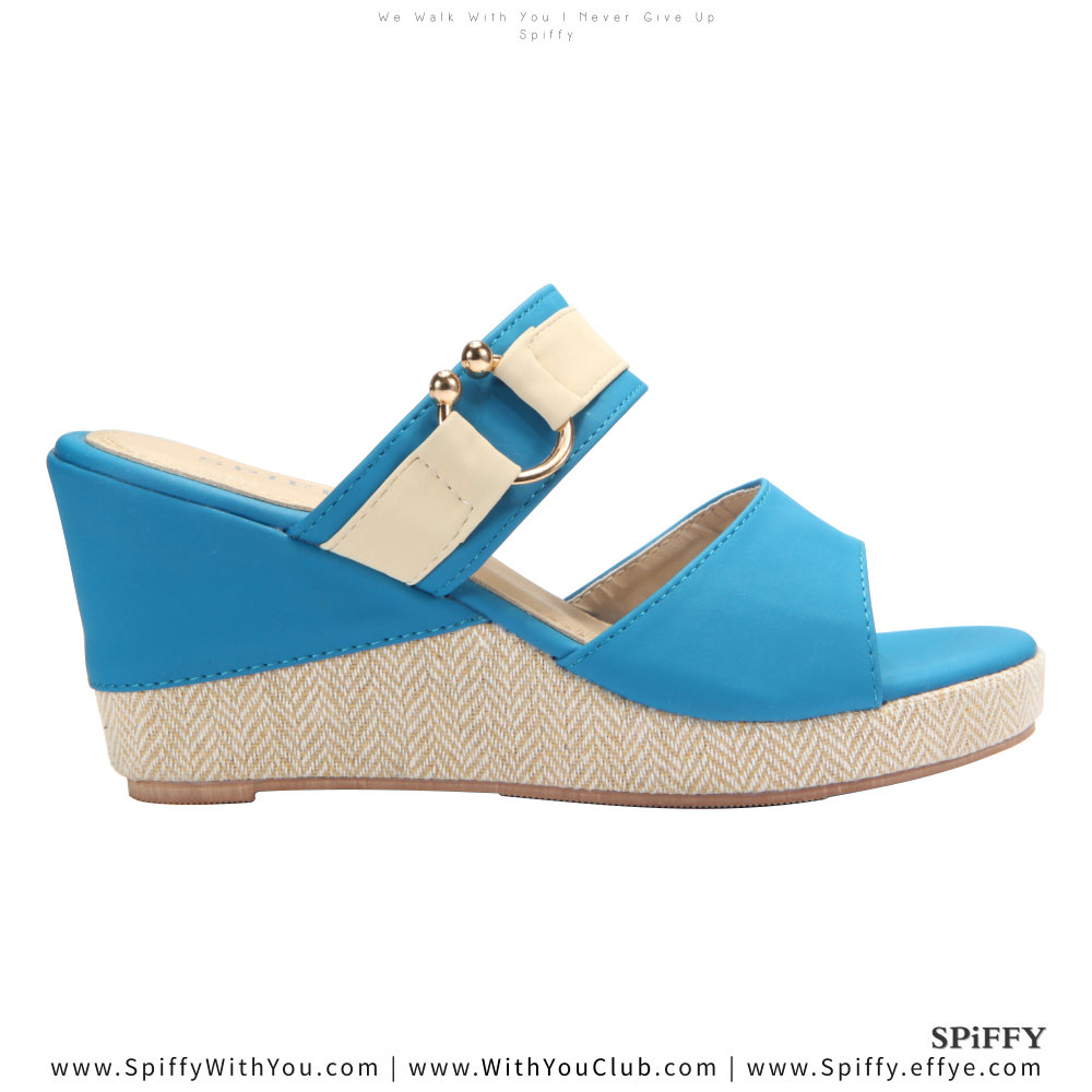 Fashion Modern Malaysia Wedges Shoes 舒适松糕鞋 Spiffy Brand CT3519003 Blue Colour Shoe Ladies Lady Leather High Heels Wedges Shoes Online Shopping 11Street Lazada 01