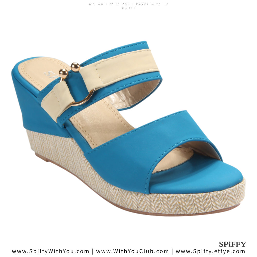 Fashion Modern Malaysia Wedges Shoes 舒适松糕鞋 Spiffy Brand CT3519003 Blue Colour Shoe Ladies Lady Leather High Heels Wedges Shoes Online Shopping 11Street Lazada 03