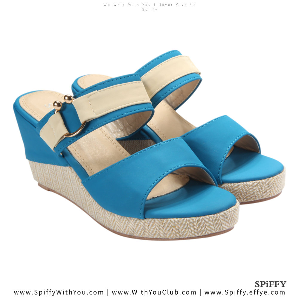 Fashion Modern Malaysia Wedges Shoes 舒适松糕鞋 Spiffy Brand CT3519003 Blue Colour Shoe Ladies Lady Leather High Heels Wedges Shoes Online Shopping 11Street Lazada 04