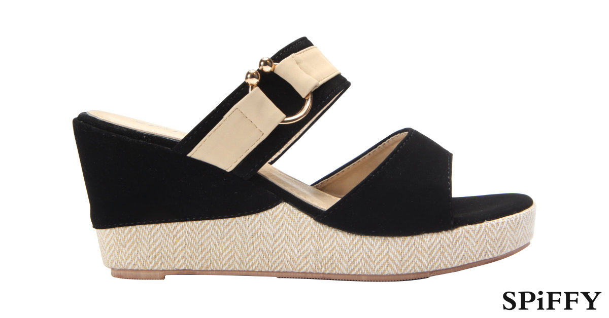 11Street Sales – Spiffy Women Strappy Wedges Shoes – Black Colour CT3519010