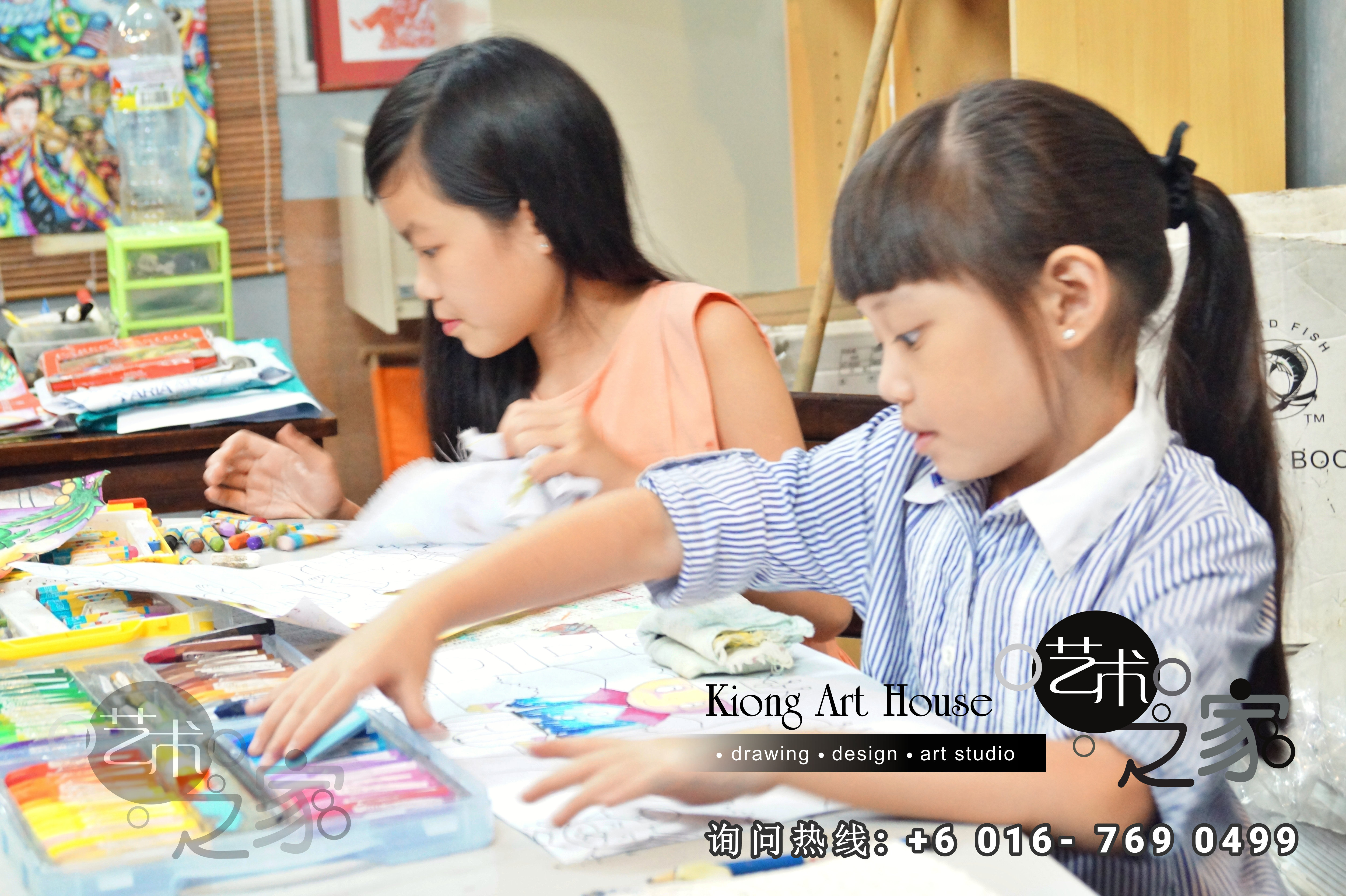 马来西亚 柔佛 峇株吧辖 美术课程 艺术画室 儿童绘画 彩图 水彩画 木笔画 蜡笔画 素描 油画 广告画 壁画 板画 布画 漫画 Kiong Art 艺术之家美术画室 A01-02