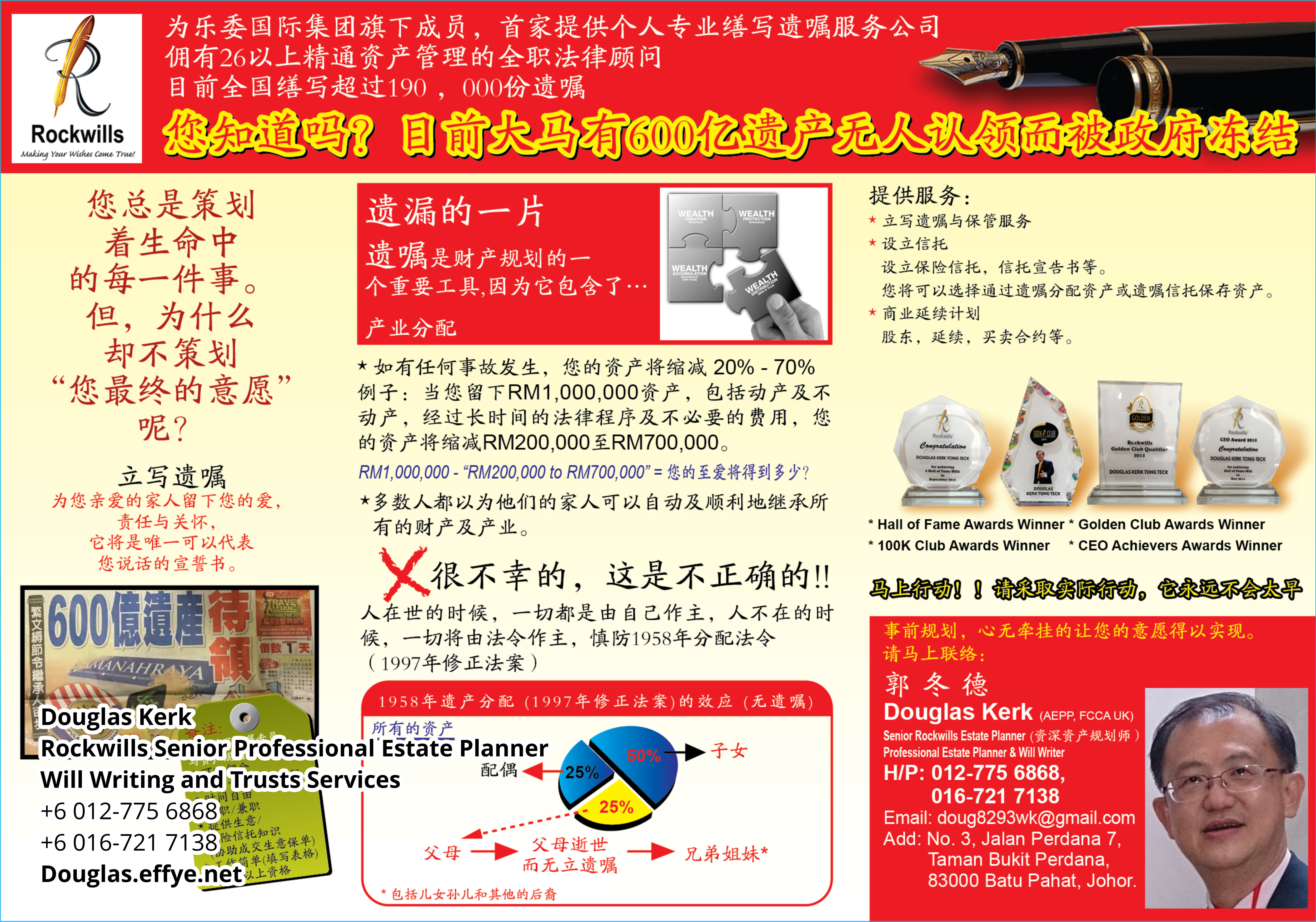 Douglas Kerk Rockwills Senior Professional Estate Planner - Will Writing and Trusts Services Batu Pahat and Kluang Johor Malaysia Property Management PA01