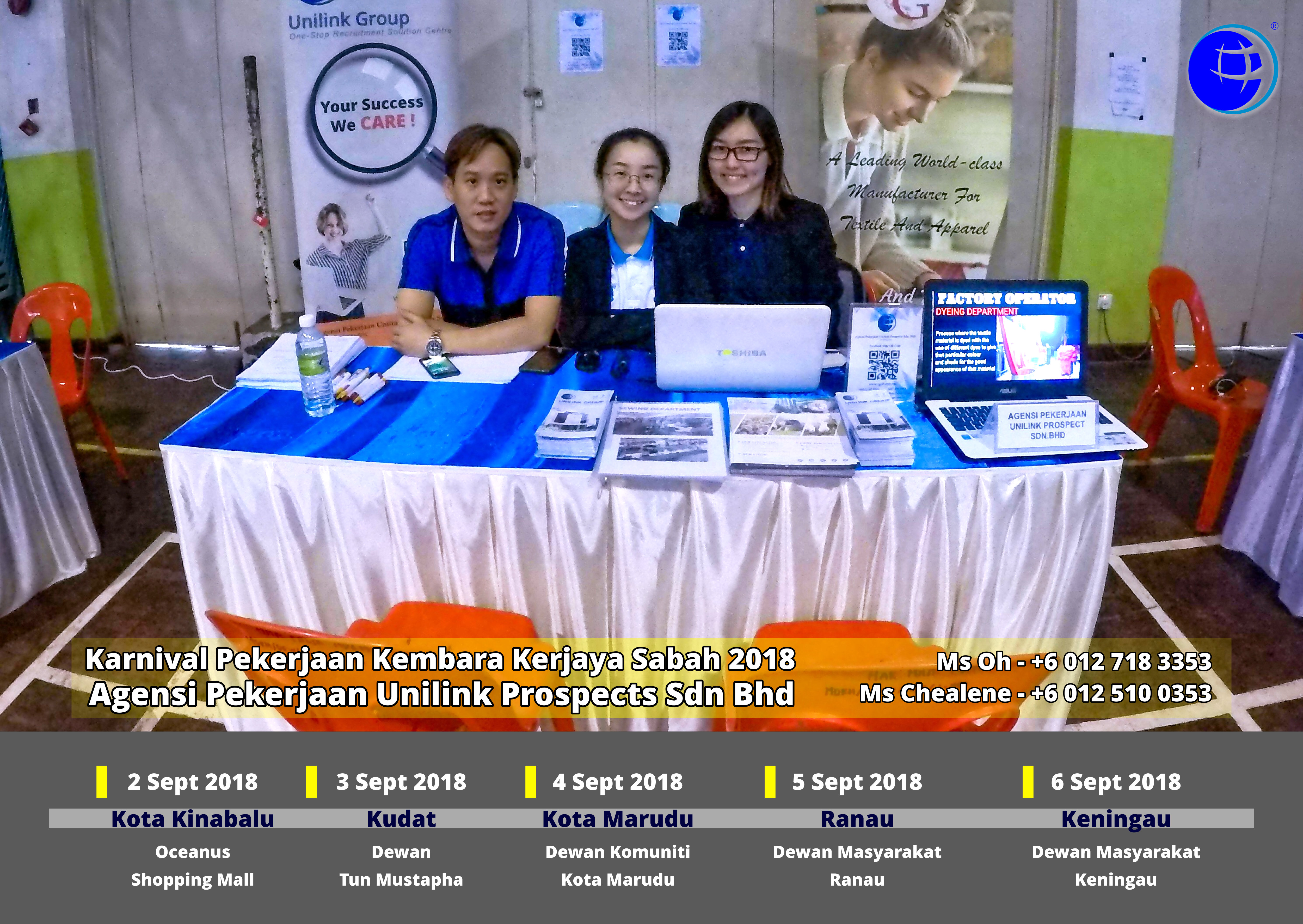 Malaysia Karnival Pekerjaan Kembara Kerjaya Sabah 2018 Agensi Pekerjaan Unilink Prospects Sdn Bhd 专业合法人力资源介绍所 A02