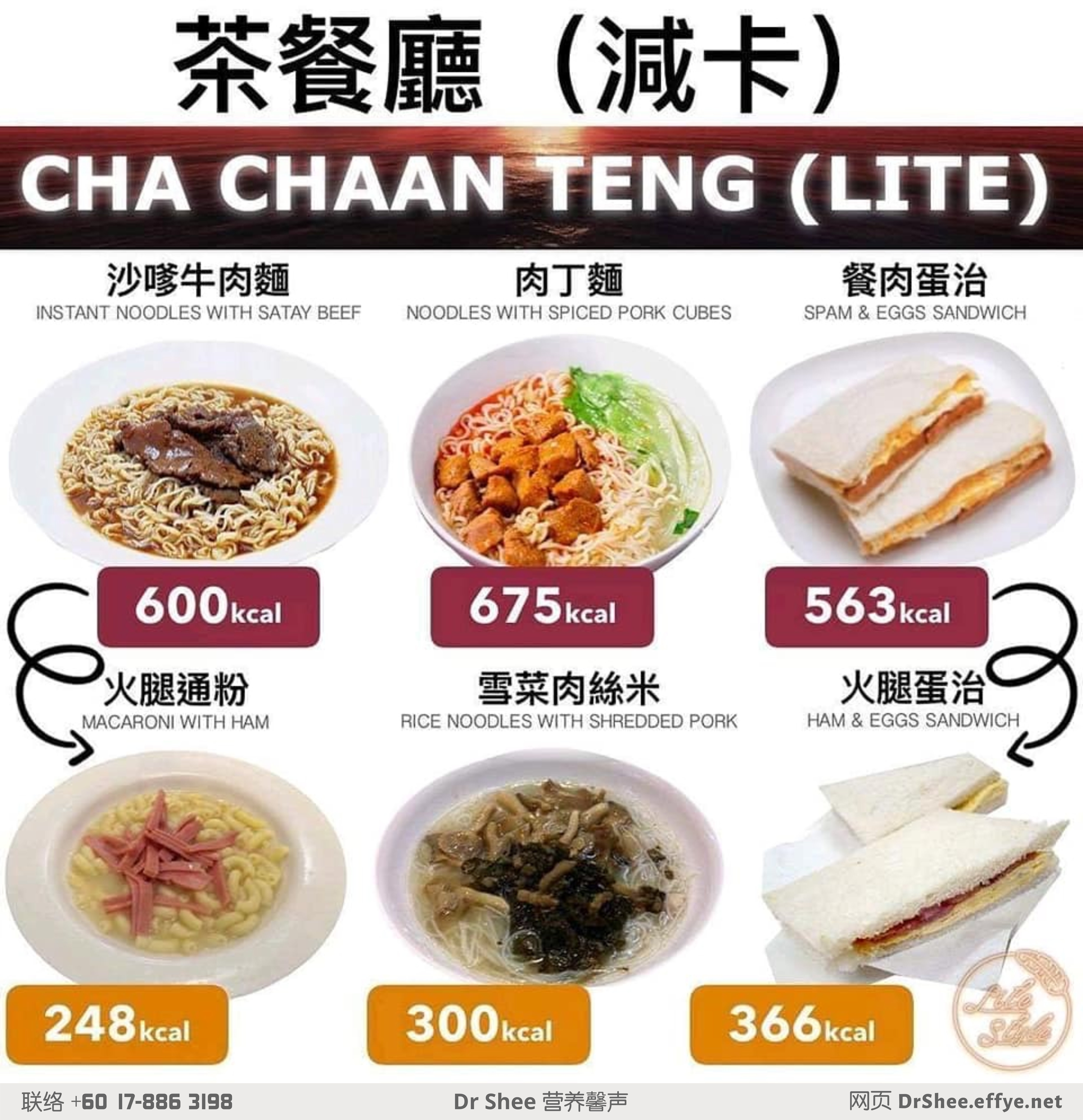 Dr Axellel Shee 营养馨声 徐悦馨博士 整体营养自然医学 你的专属整体营养专家 营养博士 Dr Shee PhD Restaurant Cafe Calories 茶餐厅卡路里 A044-05