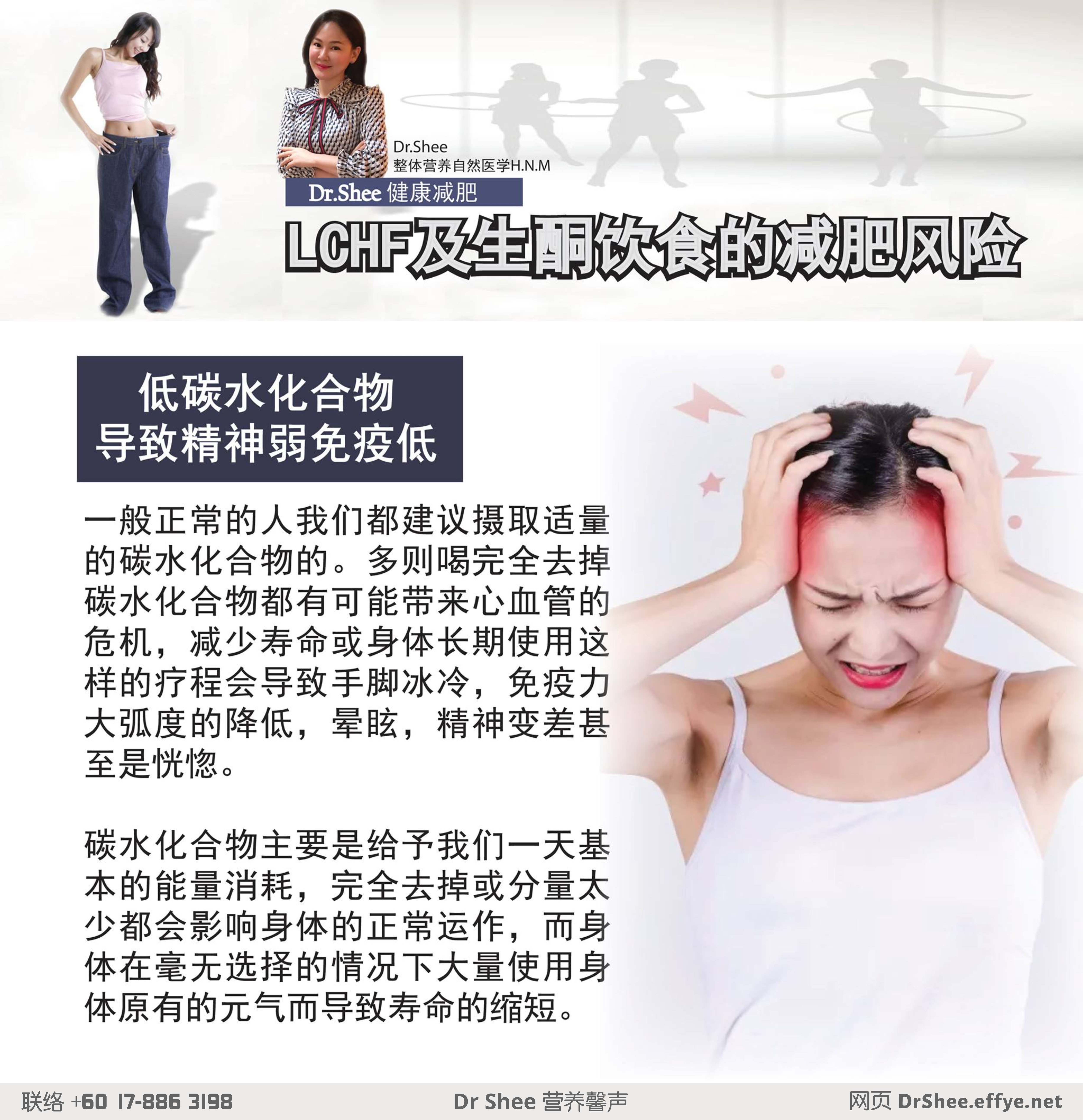 Dr Axellel Shee 营养馨声 徐悦馨博士 整体营养自然医学 你的专属整体营养专家 营养博士 Dr Shee Ph.D 健康减肥 LCHF及生酮饮食的减肥风险 A048-04