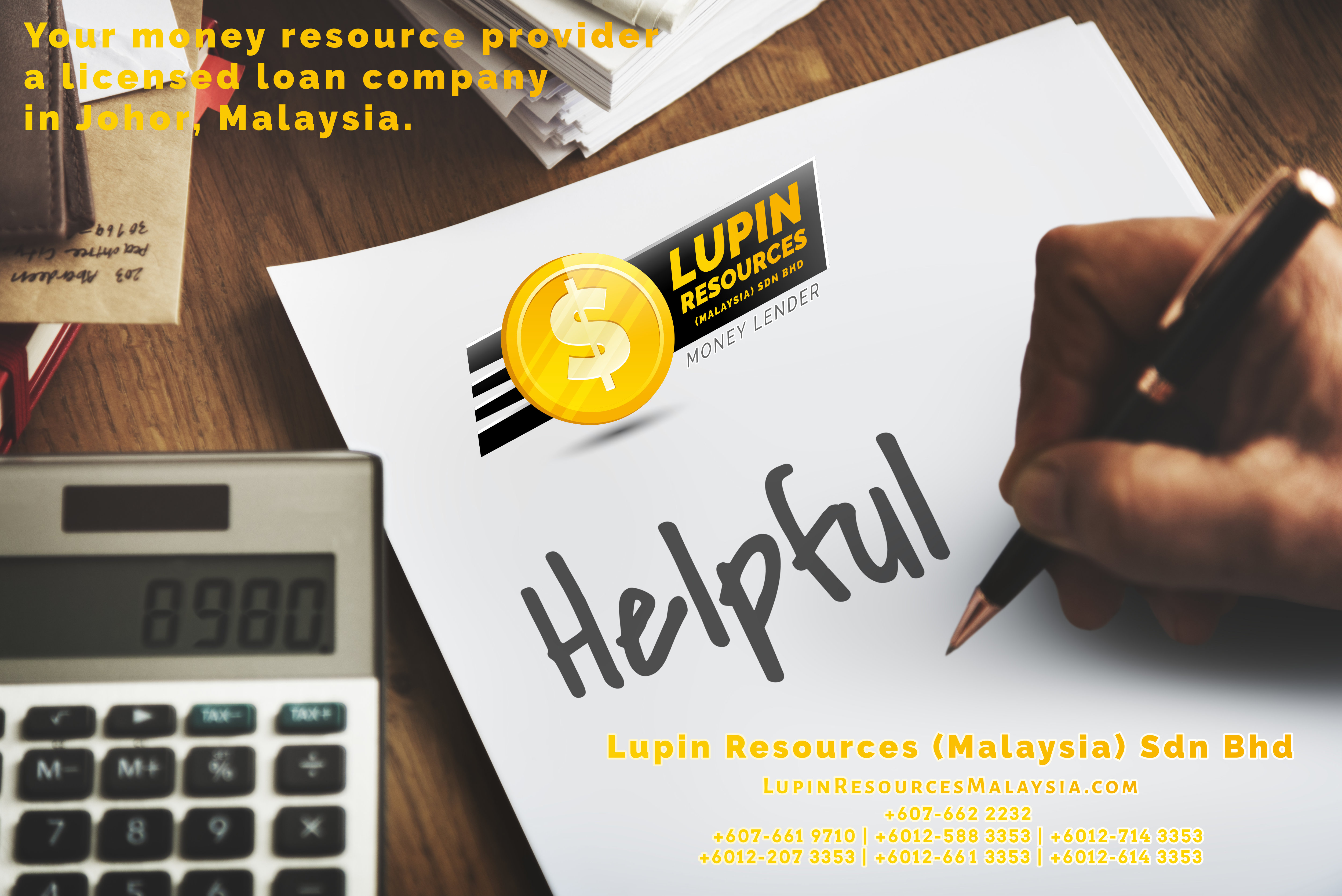 Johor Licensed Loan Company Licensed Money Lender Lupin Resources Malaysia SDN BHD Your money resource provider Kulai Johor Bahru Johor Malaysia Business Loan A01-60