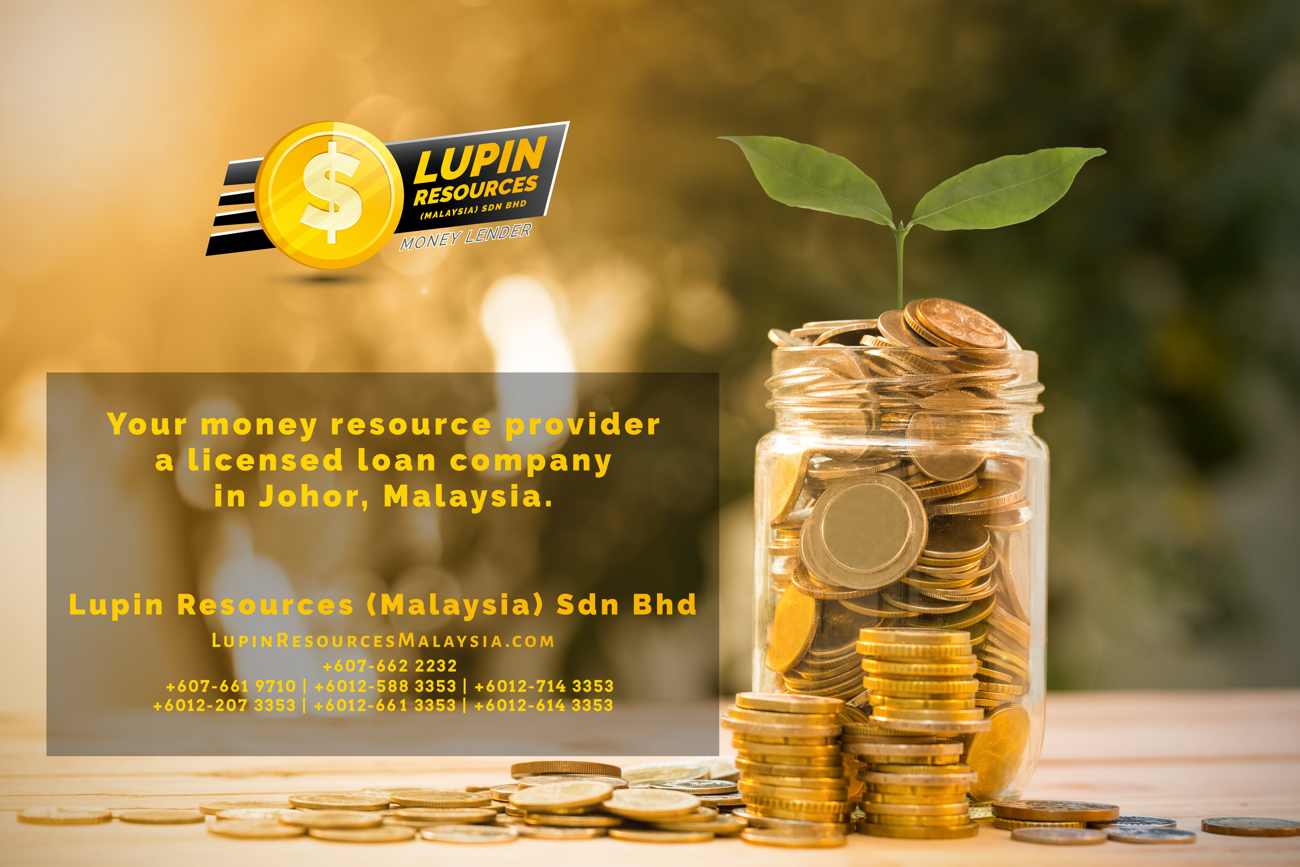 Johor Licensed Loan Company Licensed Money Lender Lupin Resources Malaysia SDN BHD Your money resource provider Kulai Johor Bahru Johor Malaysia Business Loan A01-65