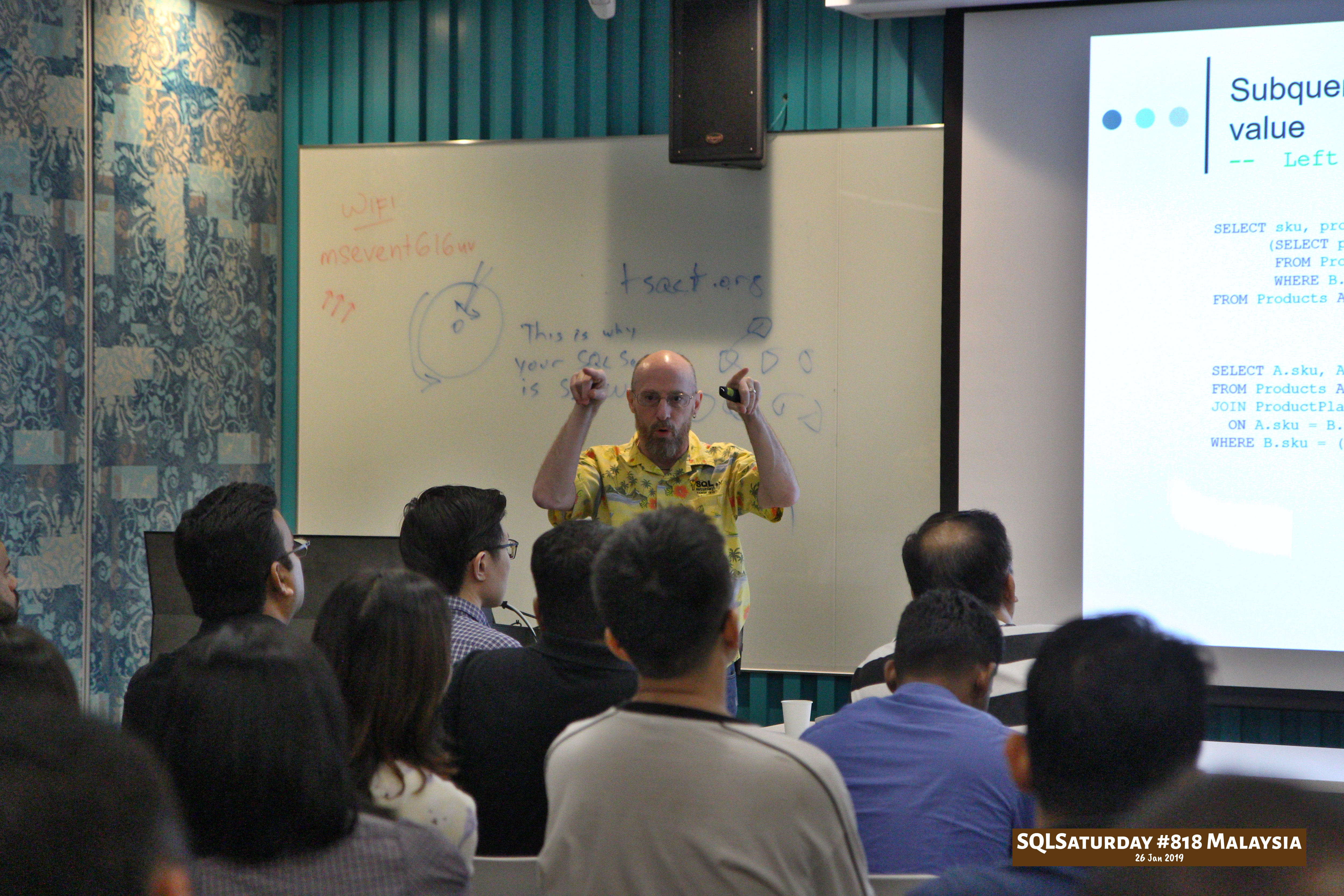 SQLSaturday 818 Malaysia 26 Jan 2019 at Microsoft Malaysia SQLSaturday is a training event for SQL Server professionals and those wanting to learn about SQL Server PC109