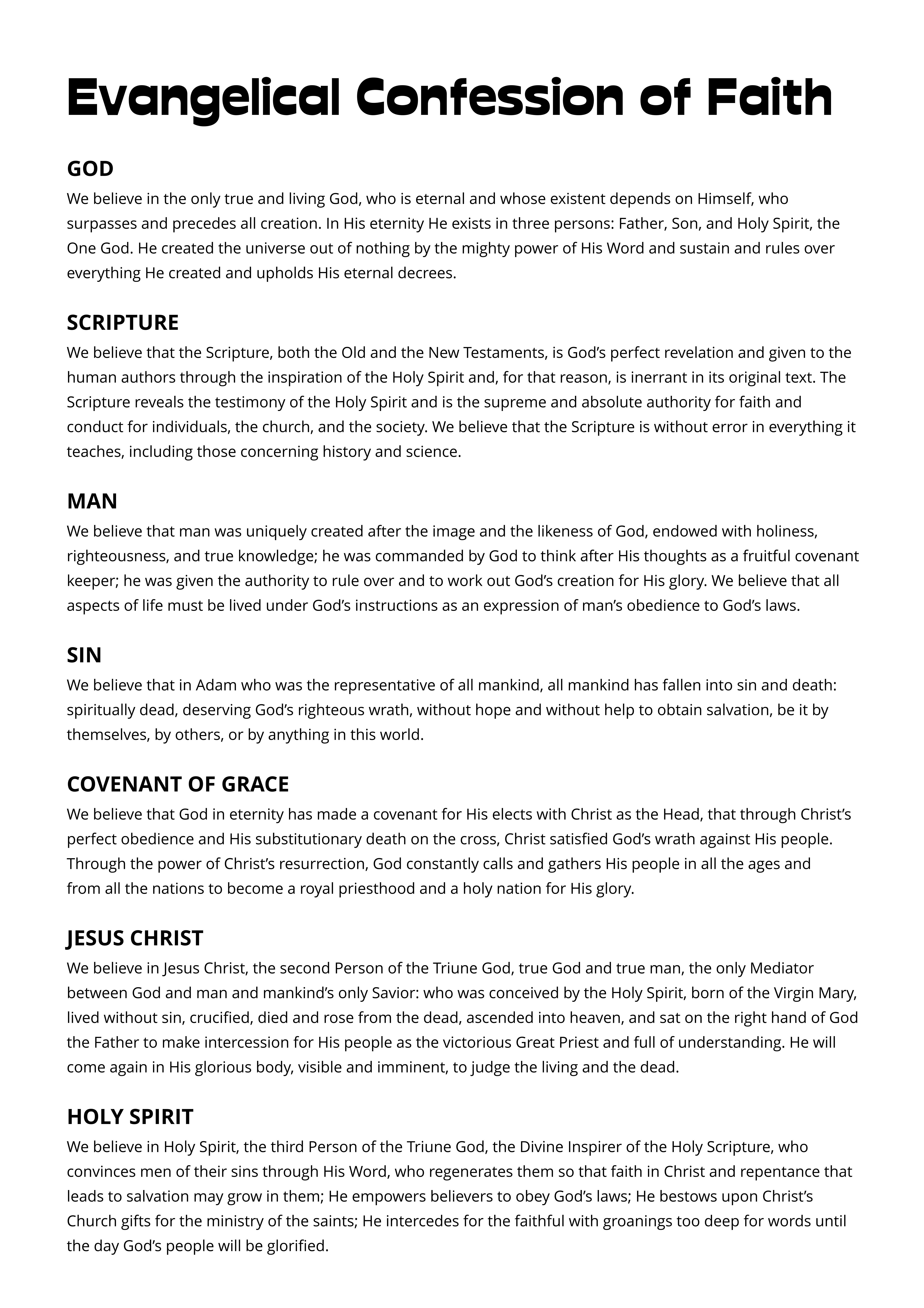 Evangelical Confession of Faith and Confession of Evangelism Page 01 - 5000px