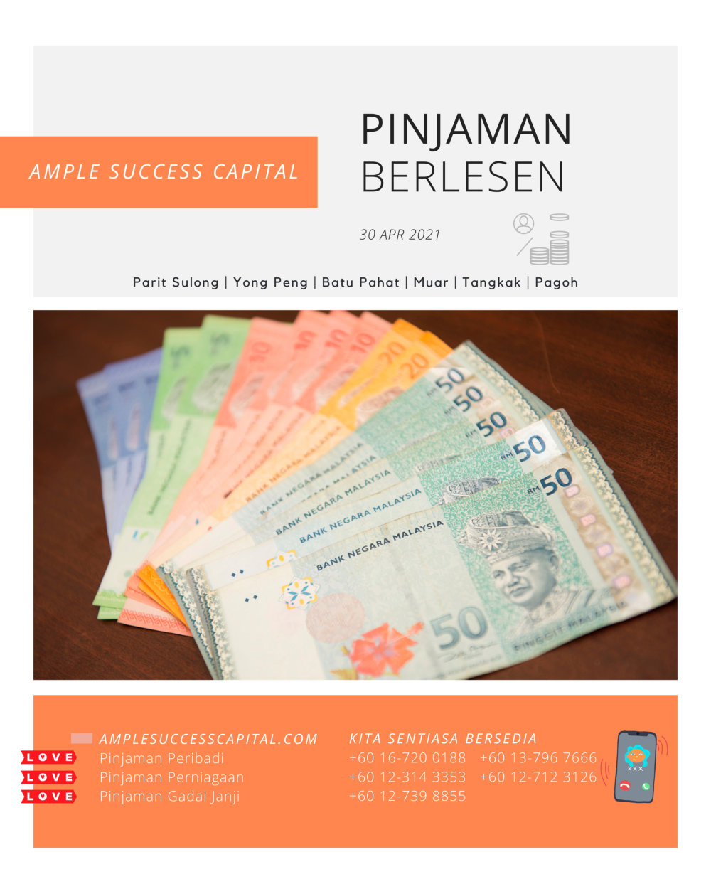 Pinjaman Wang Parit Sulong Pinjaman Wang Batu Pahat Pinjaman Wang Muar Pinjaman Wang Berlesen Parit Sulong Loan Ample Success Capital A07-1