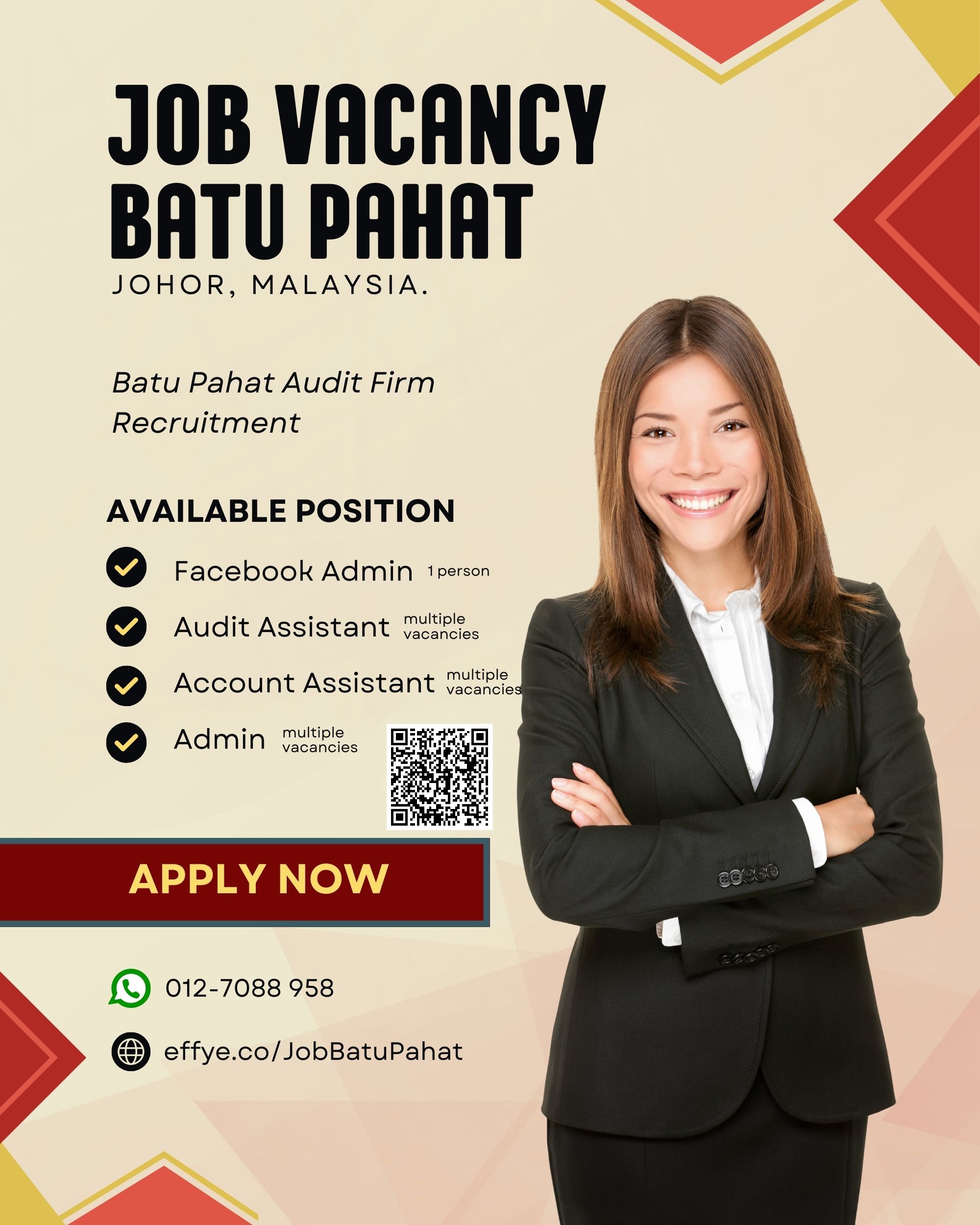 Batu Pahat Audit Firm Job Vacancies - Recruitment in Batu Pahat, Johor, Malaysia.